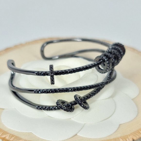 NEW Pave CZ Open Cuff Bangle Bracelet - Picture 3 of 12